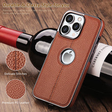 Load image into Gallery viewer, Electroplated frame business leather simple case for iPhone