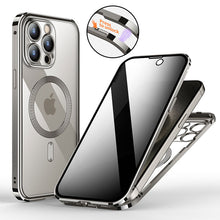 Load image into Gallery viewer, Titanium steel frame transparent anti peeping case for iPhone
