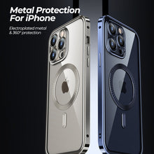 Load image into Gallery viewer, Titanium steel frame transparent anti peeping case for iPhone
