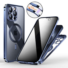 Load image into Gallery viewer, Titanium steel frame transparent anti peeping case for iPhone
