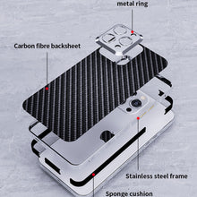 Load image into Gallery viewer, Metal frame and carbon fiber back panel case for iPhone
