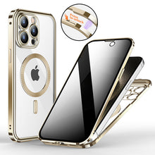 Load image into Gallery viewer, Titanium steel frame transparent anti peeping case for iPhone
