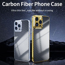 Load image into Gallery viewer, Metal frame and carbon fiber back panel case for iPhone
