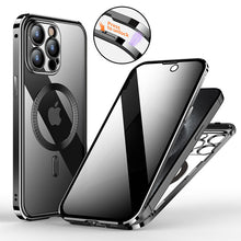 Load image into Gallery viewer, Titanium steel frame transparent anti peeping case for iPhone
