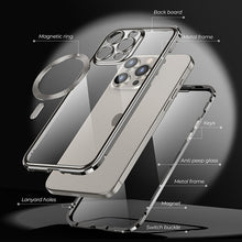 Load image into Gallery viewer, Titanium steel frame transparent anti peeping case for iPhone
