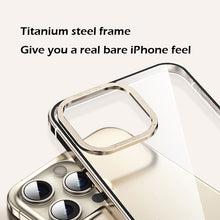 Load image into Gallery viewer, Titanium steel frame transparent case for iPhone
