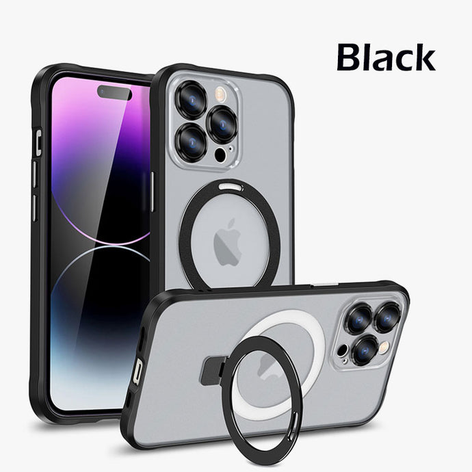 Alloy magnetic ring frosted case for iPhone