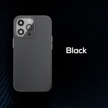 Load image into Gallery viewer, Metal camera frame carbon fiber skin friendly case for iPhone
