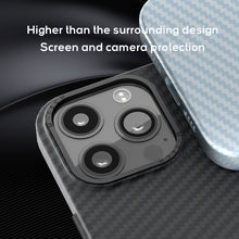 Load image into Gallery viewer, Metal camera frame carbon fiber skin friendly case for iPhone
