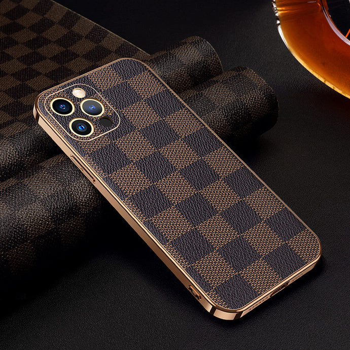 Classic business plaid leather case for iPhone 12/13 series