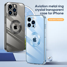 Load image into Gallery viewer, Aviation metal ring  crystal transparent  case for iPhone
